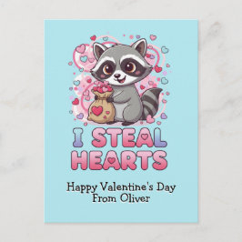 Postal Personalized Cute Raccoon Valentine
