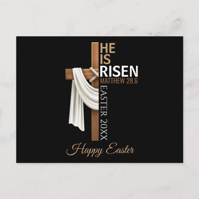 Postal Personalized He Is Risen Happy Easter Christian (Anverso)