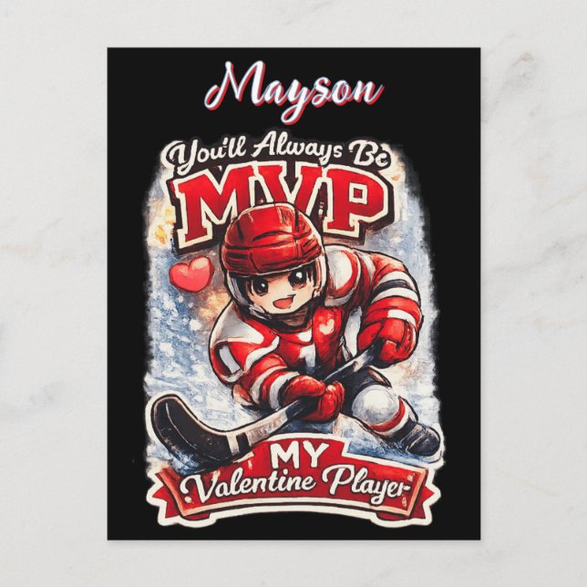 Postal Personalized Hockey MVP My Valentine Player (Anverso)