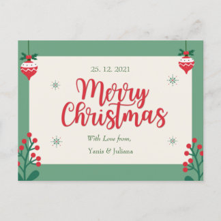 Postal Personalized Merry Christmas Postcard