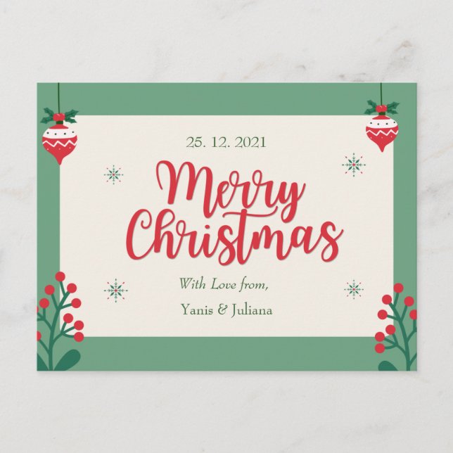 Postal Personalized Merry Christmas Postcard (Anverso)