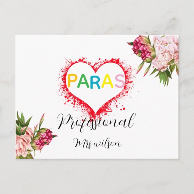 Postal Personalized paraprofessional educator teacher (Anverso)