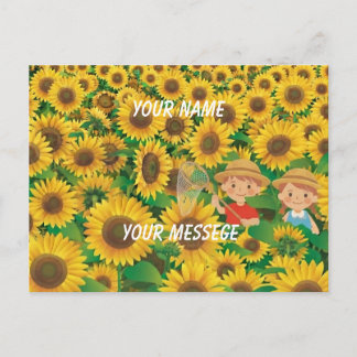 Postal Personalized Sunflower Summer Postcard | Kids