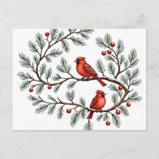 Postal Personalized Winter Cardinal Holiday, Christmas,