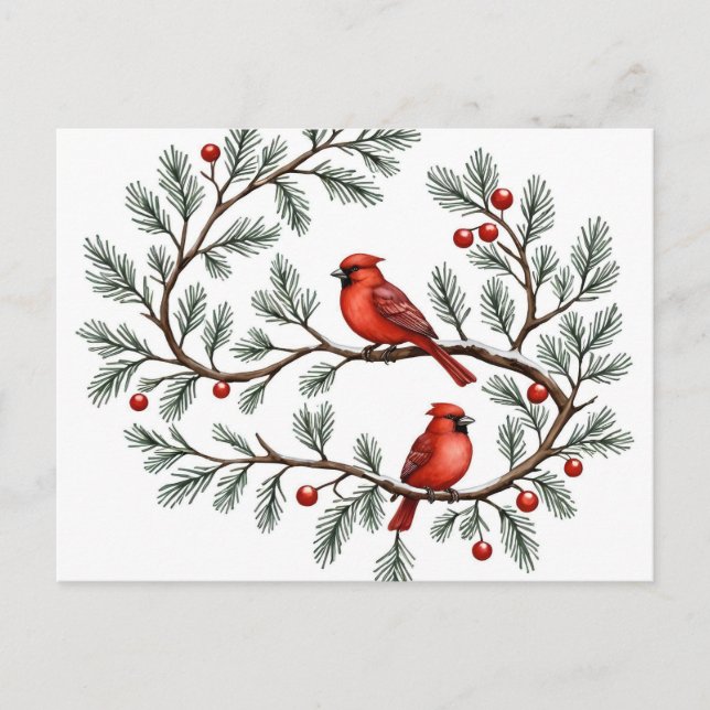 Postal Personalized Winter Cardinal Holiday, Christmas, (Anverso)
