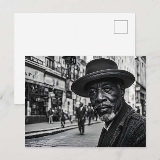 Postal Personas retro en la calle (Anverso / Reverso)