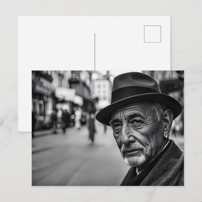 Postal Personas retro en la calle (Anverso / Reverso)