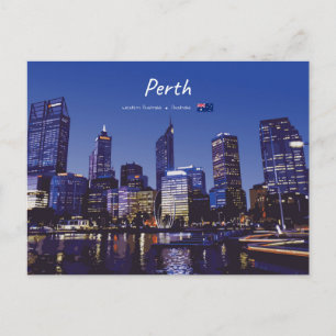 Postal Perth, Australia - Horizonte de la ciudad de noche