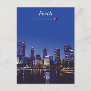 Postal Perth, Australia - Horizonte de la ciudad de noche