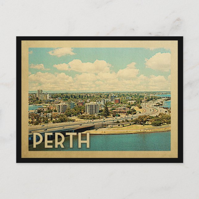 Postal Perth Australia Vintage Travel (Anverso)