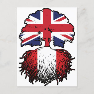 Postal Perú: Árbol británico peruano con bandera de raíz