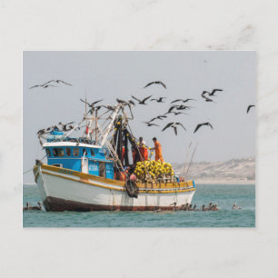 Postal Perú, Los Organos. Barco de pesca en Los Organos