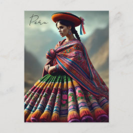 Postal Peruana con traje tradicional