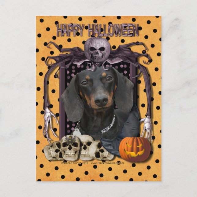 Postal Pesadilla de Halloween - Dachshund - Winston (Anverso)