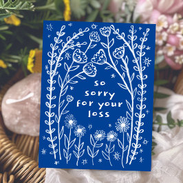 Postal Pésame Bosquejo caprichoso de flores Lo siento