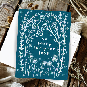 Postal Pésame Bosquejo caprichoso floral Lo siento