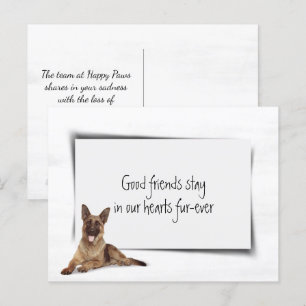 Postal Pésame por la pérdida de un pastor alemán