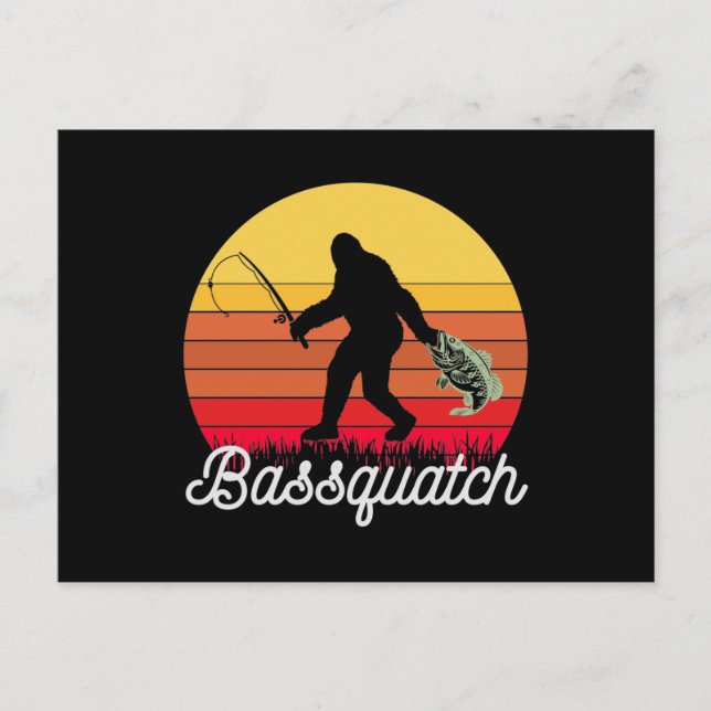Postal Pesca a pie de página de Bassquatch Retro (Anverso)