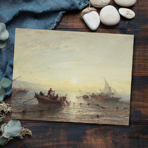 Postal Pesca al amanecer frente a la costa cerca de Marse