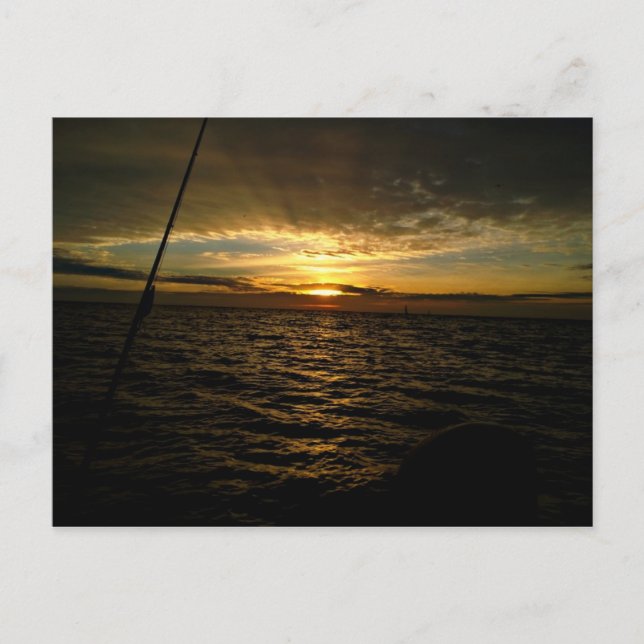 Postal Pesca al atardecer (Anverso)