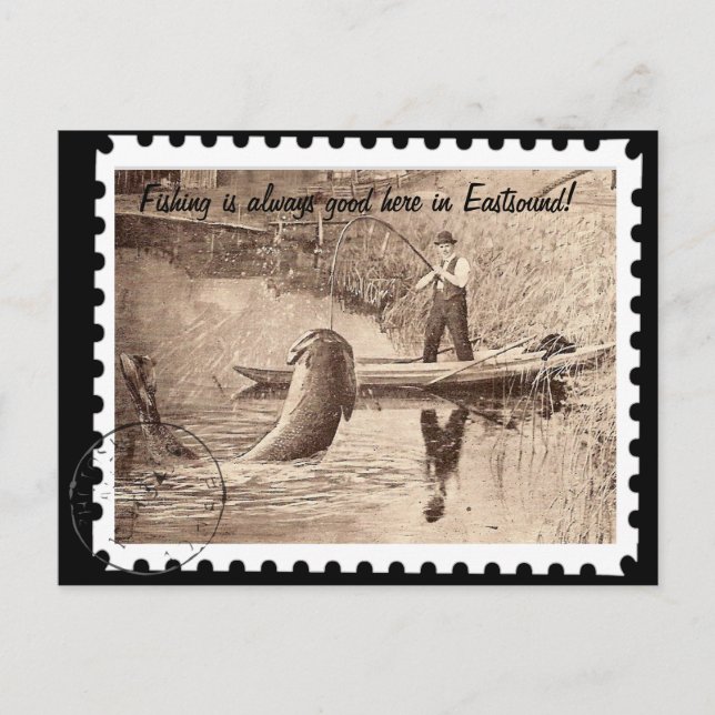 Postal Pesca aquí en Eastsound (Anverso)