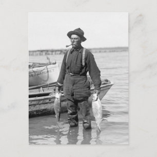 Postal Pesca con manchas, a principios del siglo XX