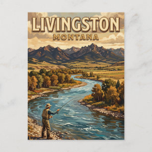 Postal Pesca con mosca en el río Yellowstone cerca de Liv