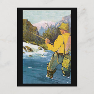 Postal pesca con mosca Pstcard