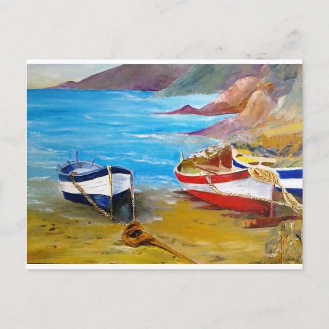 Postal Pesca de botes de filas antiguas (Anverso)