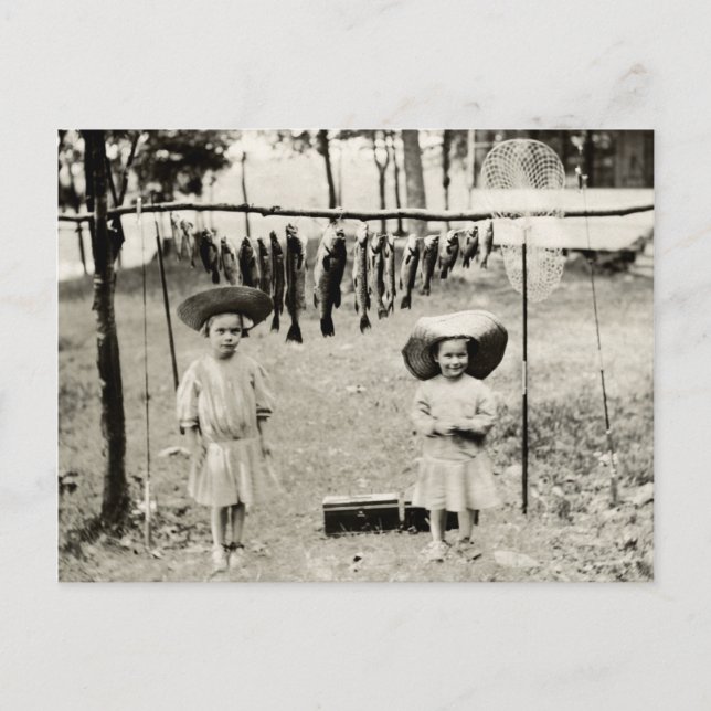 Postal Pesca de Chicas en 1890 (Anverso)