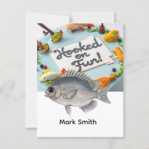 Postal Pesca de cumpleaños con tema enganchado a la diver