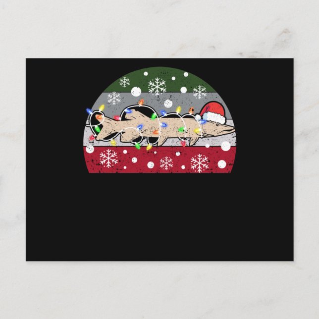 Postal Pesca de hielo Muskie Navidades Musky Funny Santa (Anverso)