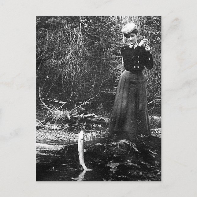 Postal pesca de la mujer (Anverso)