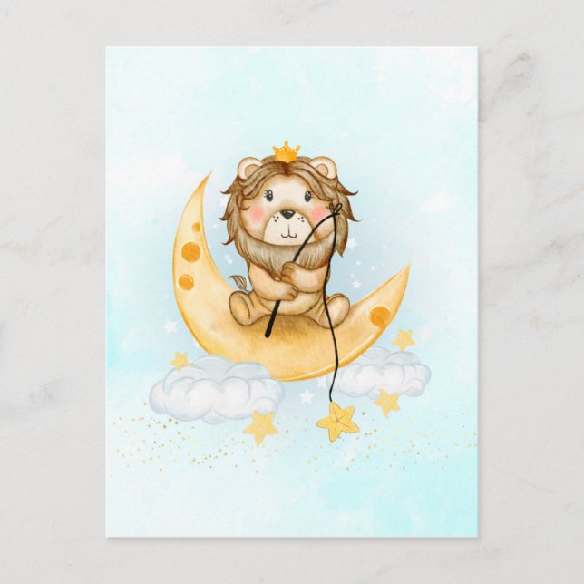 Postal Pesca de leones en la acuarela lunar (Anverso)