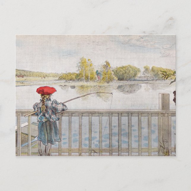 Postal Pesca de Lisbeth por Carl Larsson (Anverso)