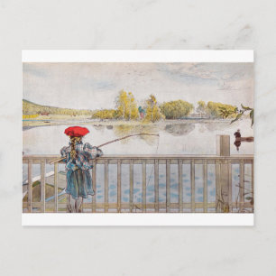 Postal Pesca de Lisbeth por Carl Larsson