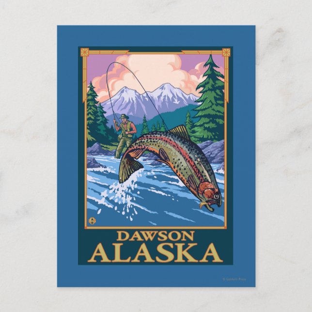 Postal Pesca de mosca - Dawson, Alaska (Anverso)