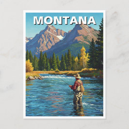 Postal Pesca de mosca en el río Montana Yellowstone