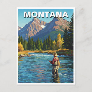 Postal Pesca de mosca en el río Montana Yellowstone
