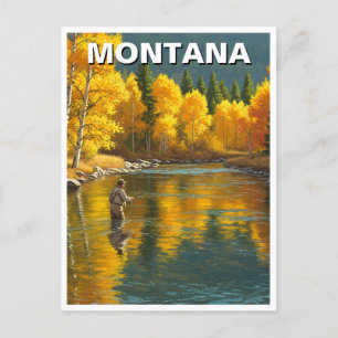 Postal Pesca de mosca en el río Montana Yellowstone