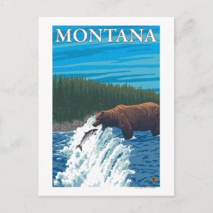 Postal Pesca de oso en el río Montana