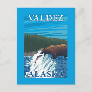 Postal Pesca de oso en el río Valdez, Alaska