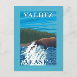 Postal Pesca de oso en el río Valdez, Alaska