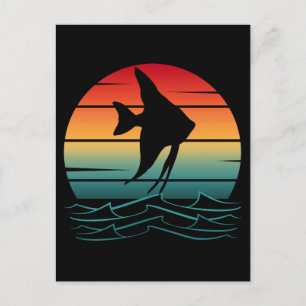 Postal Pesca de peces vintage al atardecer