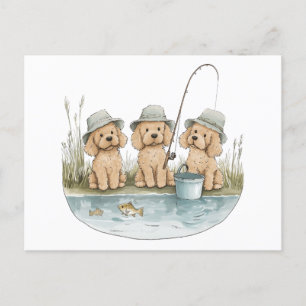 Postal Pesca de perros de goldendoodle
