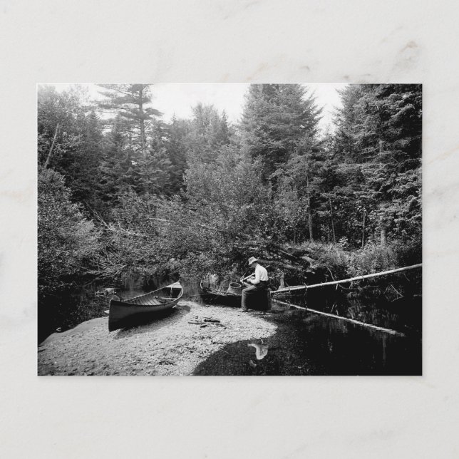 Postal Pesca de piragua Adirondack (Anverso)