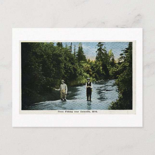 Postal Pesca de trucha cerca de Escanaba, Michigan (Anverso)
