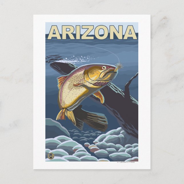 Postal Pesca de trucha de garganta en Arizona (Anverso)