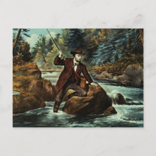 Postal Pesca de trucha rota - Un momento angustioso, 1862