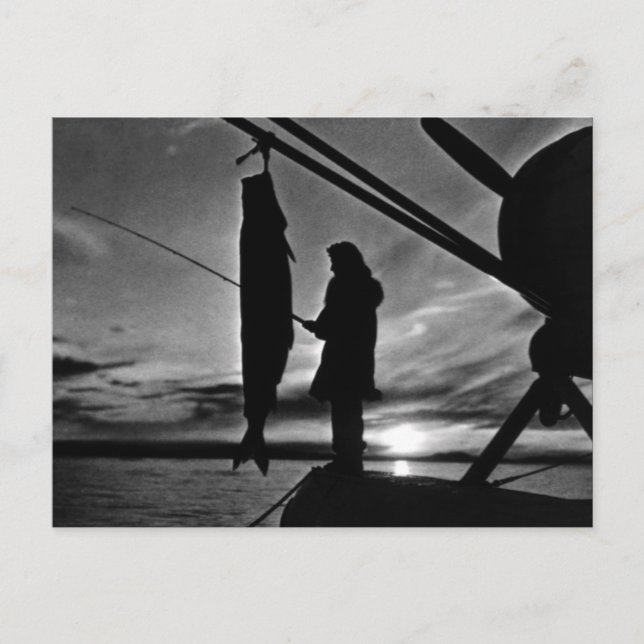 Postal Pesca del avión flotante Vintage USA Alaska (Anverso)